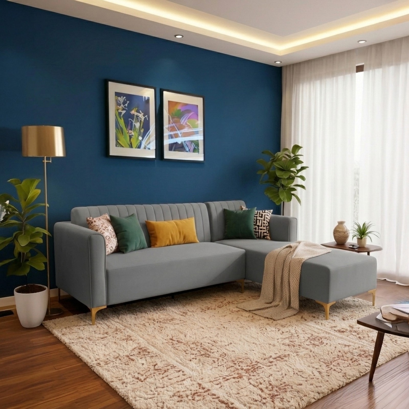 Spacewood Zenith L Shape Sofa In Fabric Finish Af 707